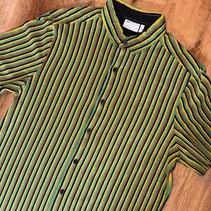 ASOS Design Multi Color Striped Summer Collar XL/L Pre Shrunk Colorful Earnie Te